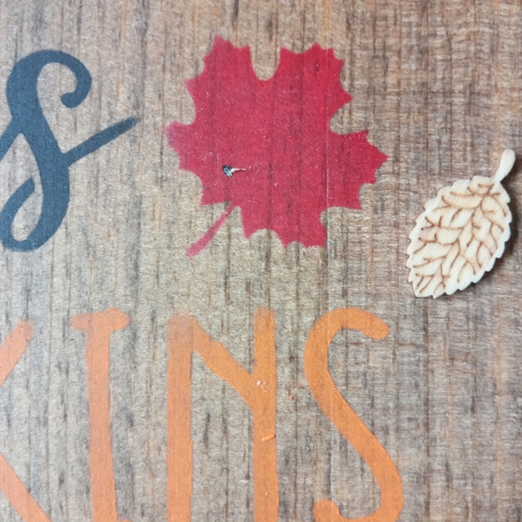 Autumn Leaves & Pumpkin Wooden Handmade Fall Sign - Picture 2 of 4